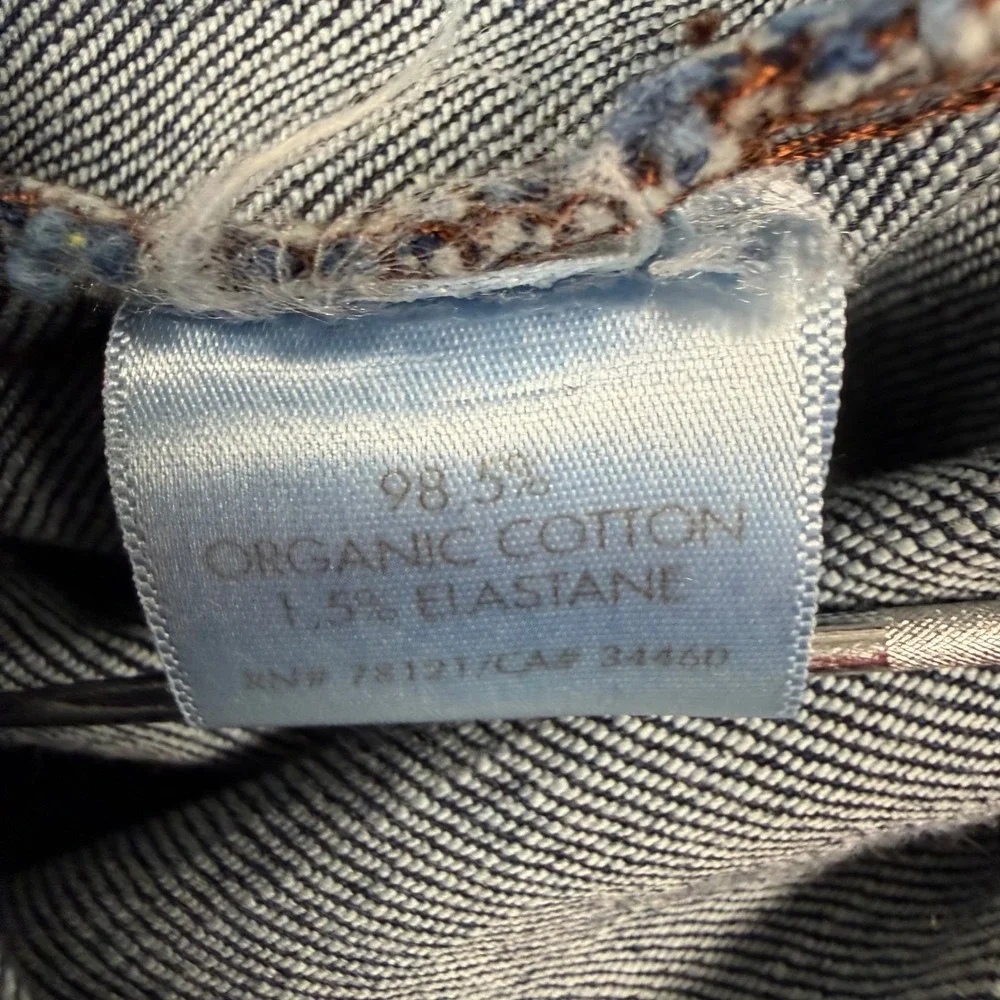 Eileen Fisher Jeans XL Blue Organic Cotton Stretch Capri Denim Dark Wash